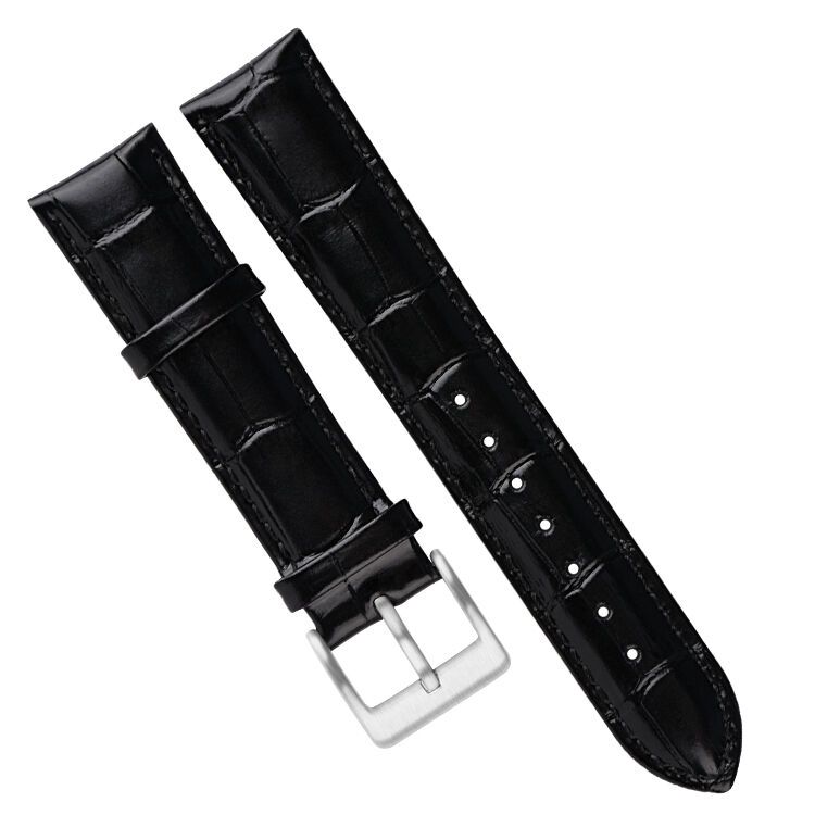 Obsidian Black Alligator Pattern Genuine Leather Strap