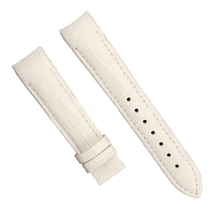 White Top-grain Curved Genuine Leather Strap