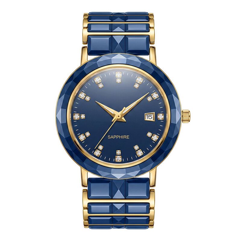 Celastine Blue   Sapphire Ceramic Couple Watch Set