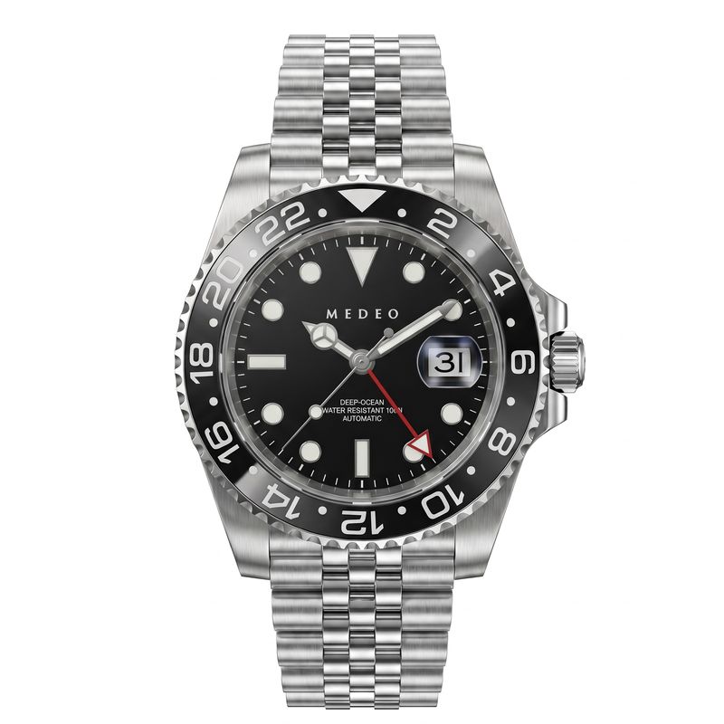 Vanguard Meridian GMT: 40mm Luxury Mechanical Steel Watch