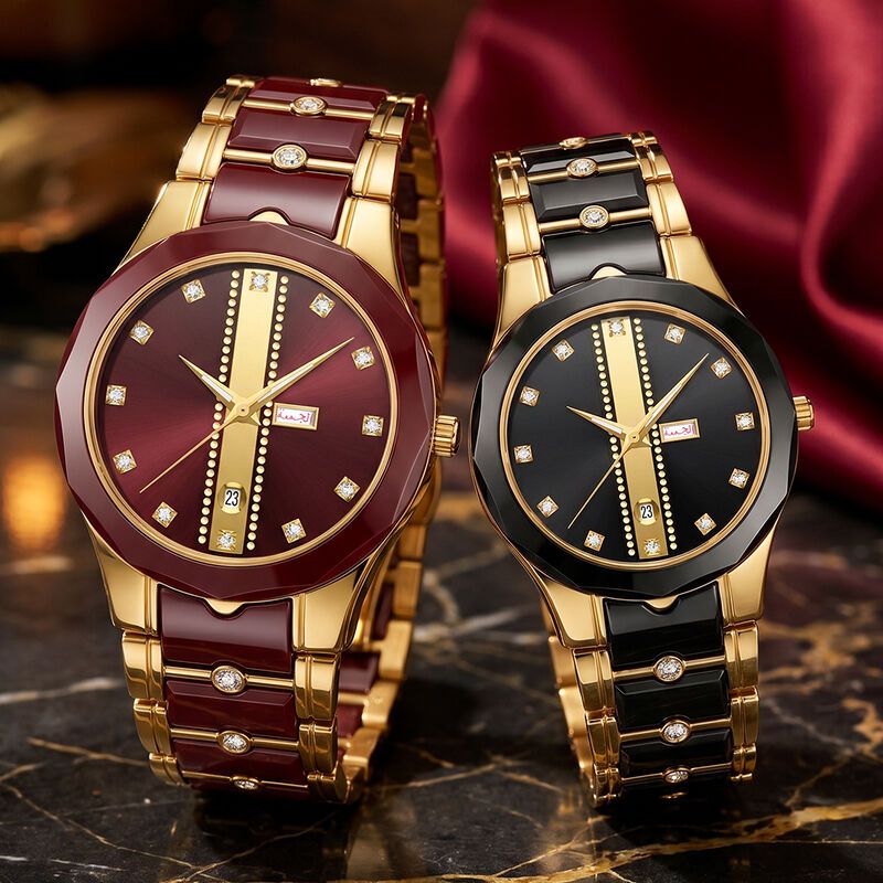 AuraCrest Duo Quartz Watch | Ceramic Couple Wholesale